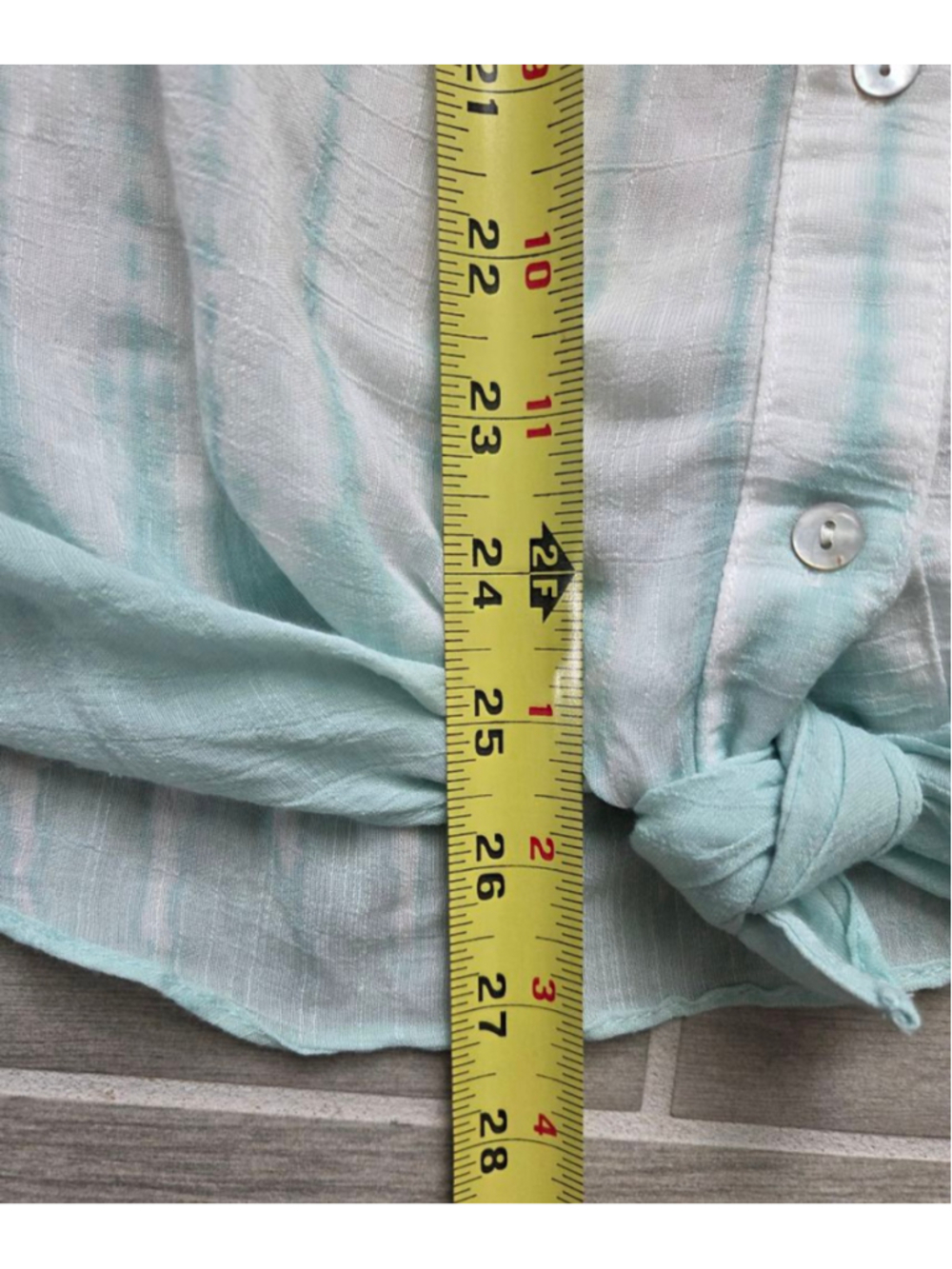 Women's Zac & Rachel Blouse XL White Light Blue Striped Tie Front - Picture 6 of 6